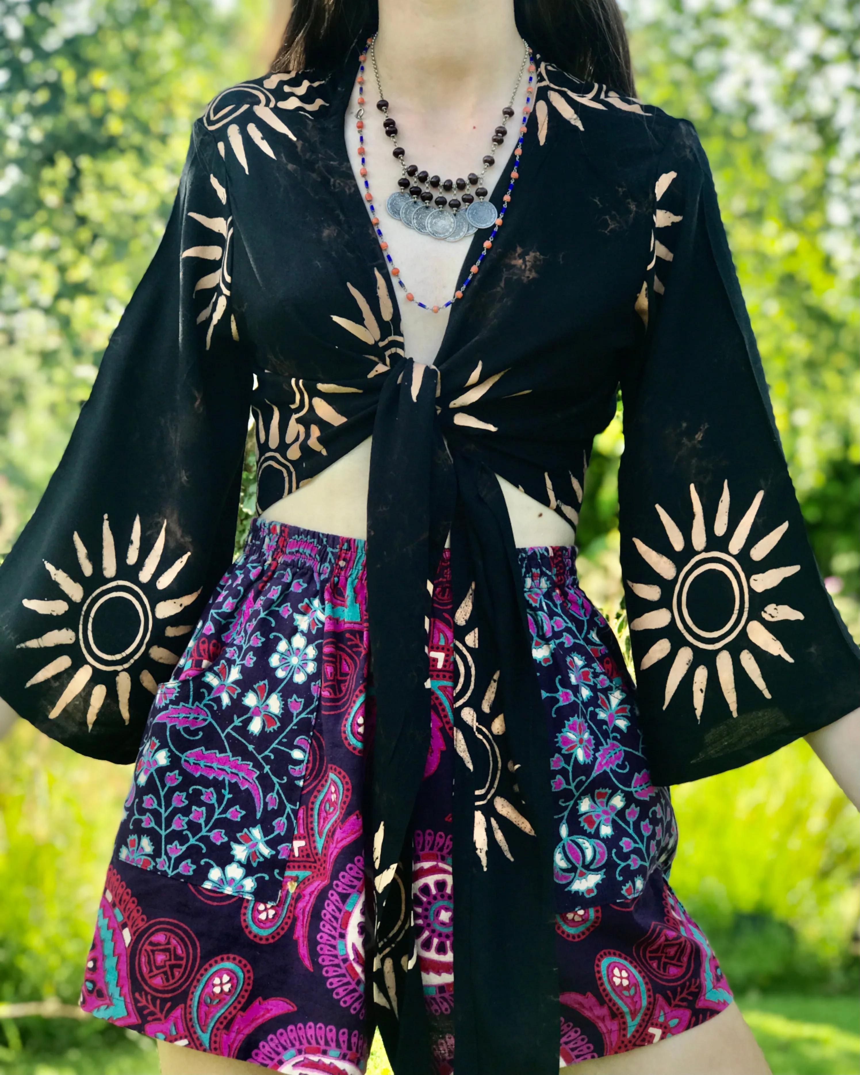 Black Sun Wrap Top