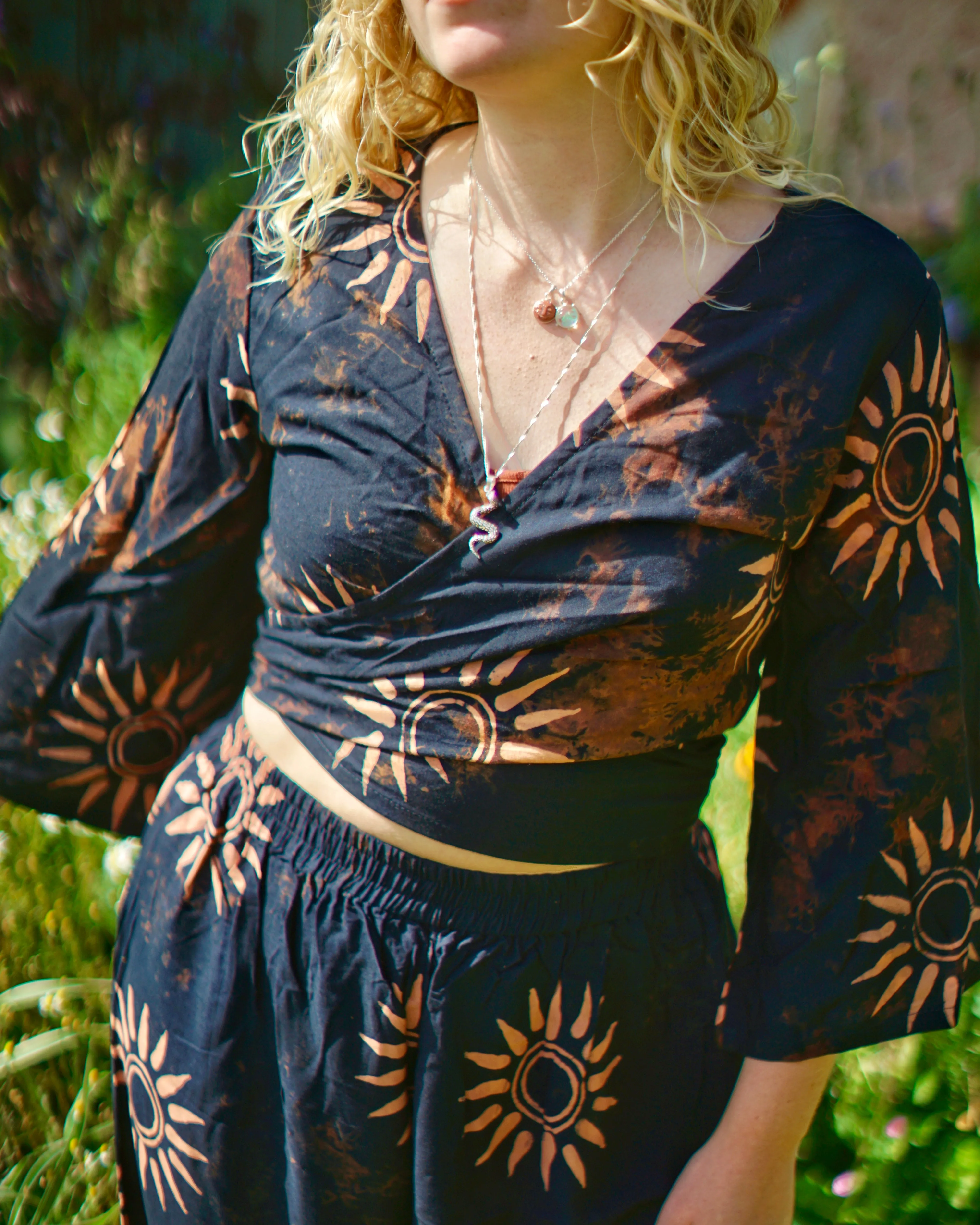 Black Sun Wrap Top