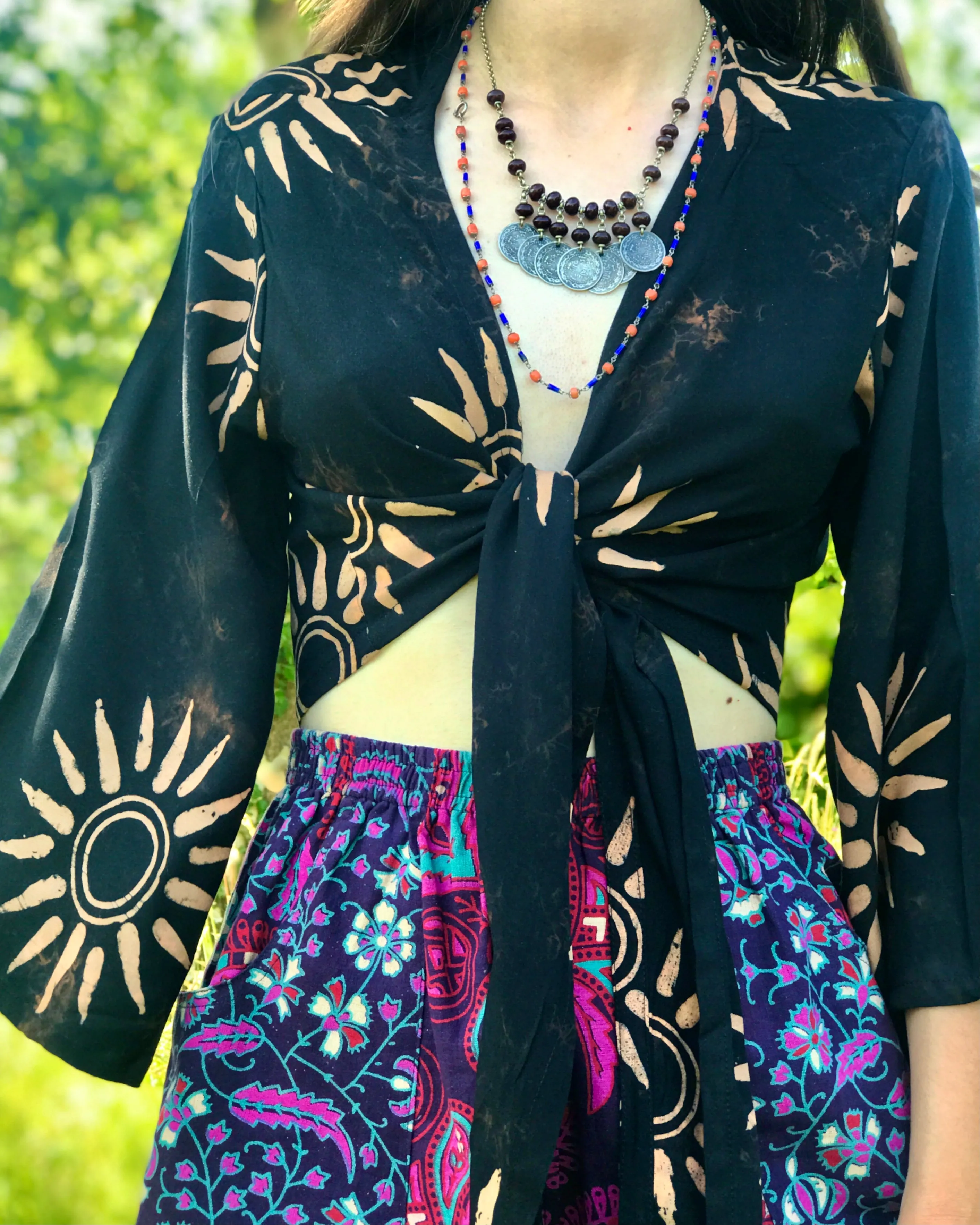 Black Sun Wrap Top