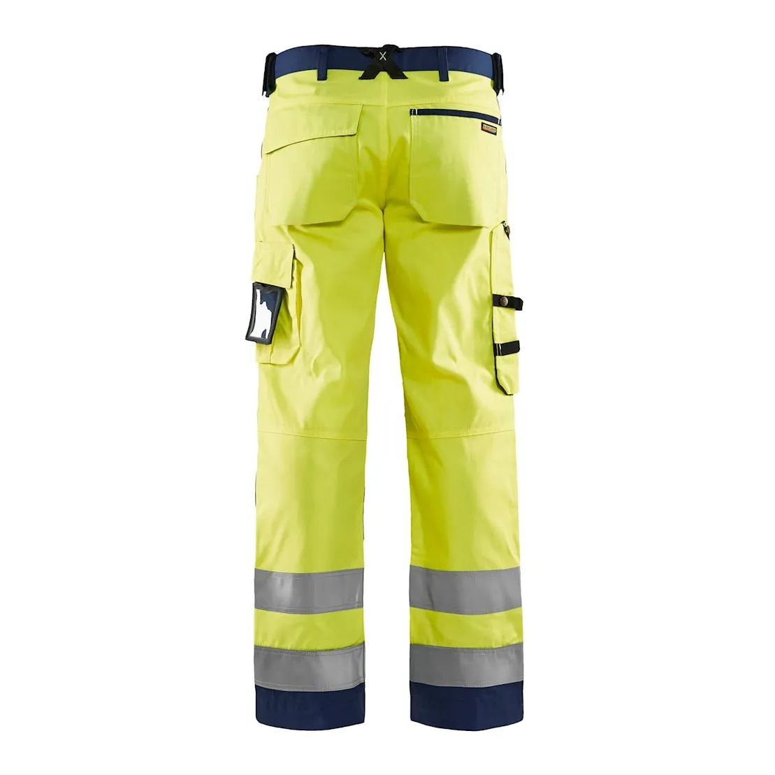 Blaklader Hi-Vis Trousers without Nail Pockets 1566 - Hi-Vis Yellow/Navy Blue