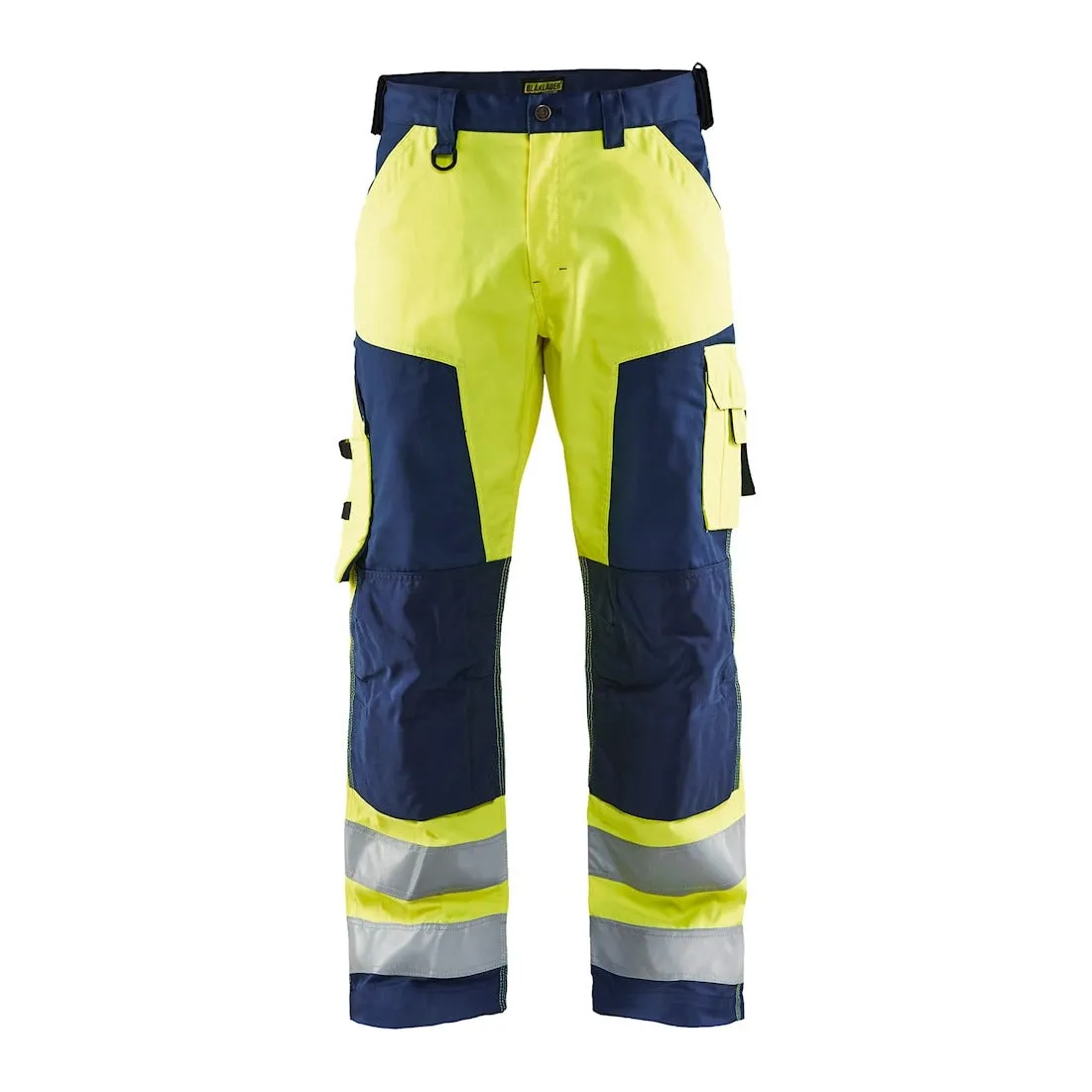 Blaklader Hi-Vis Trousers without Nail Pockets 1566 - Hi-Vis Yellow/Navy Blue