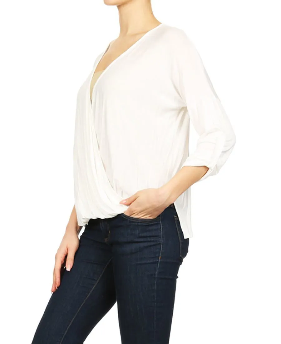 Blouse Long Sleeve Wrap Twist White