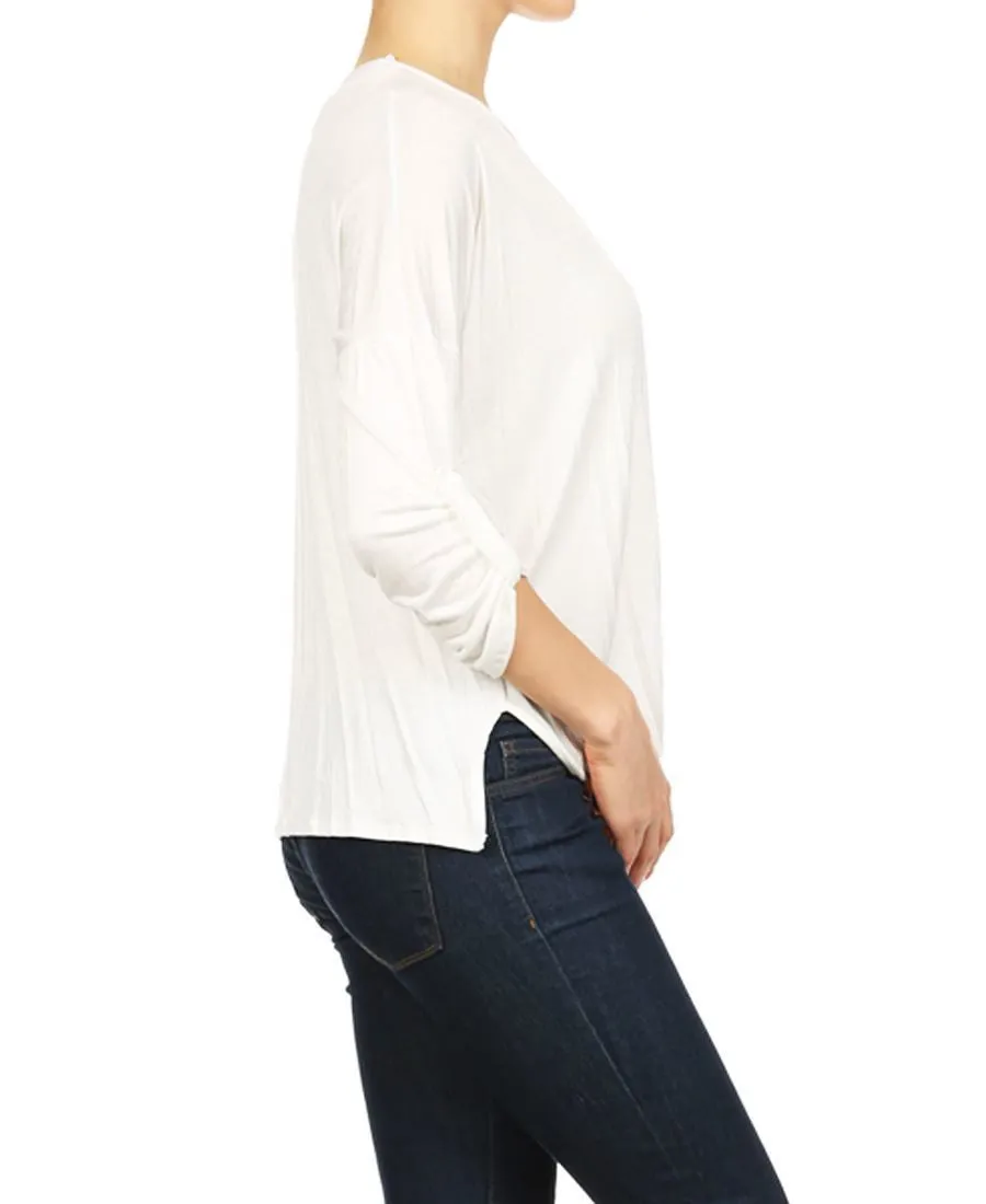 Blouse Long Sleeve Wrap Twist White
