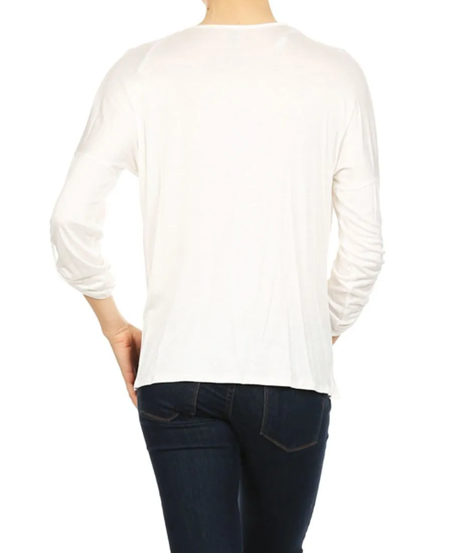 Blouse Long Sleeve Wrap Twist White