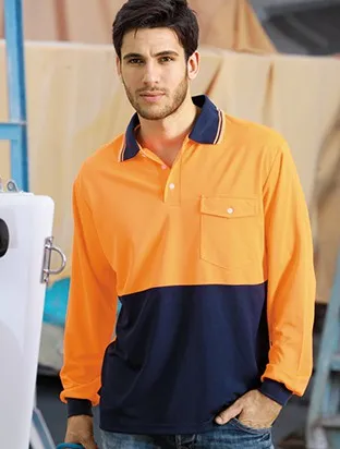 Bocini-Unisex Adults Hi-Vis Safety Polo - Long Sleeve-SP0426