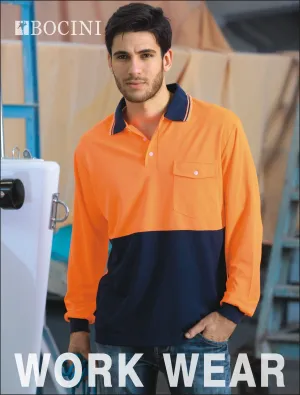 Bocini-Unisex Adults Hi-Vis Safety Polo - Long Sleeve-SP0426