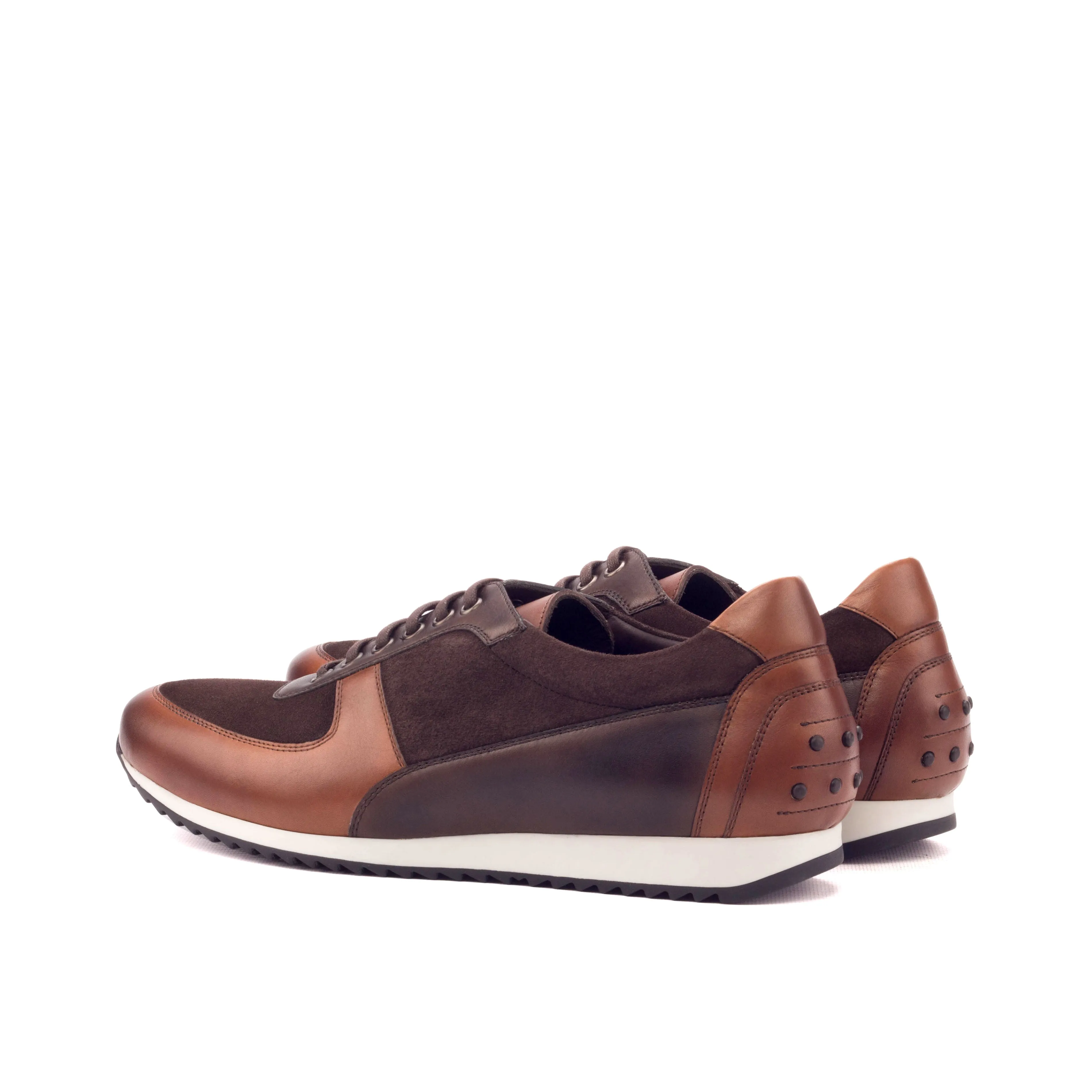 Brown Leather & Suede Trainer Sneakers
