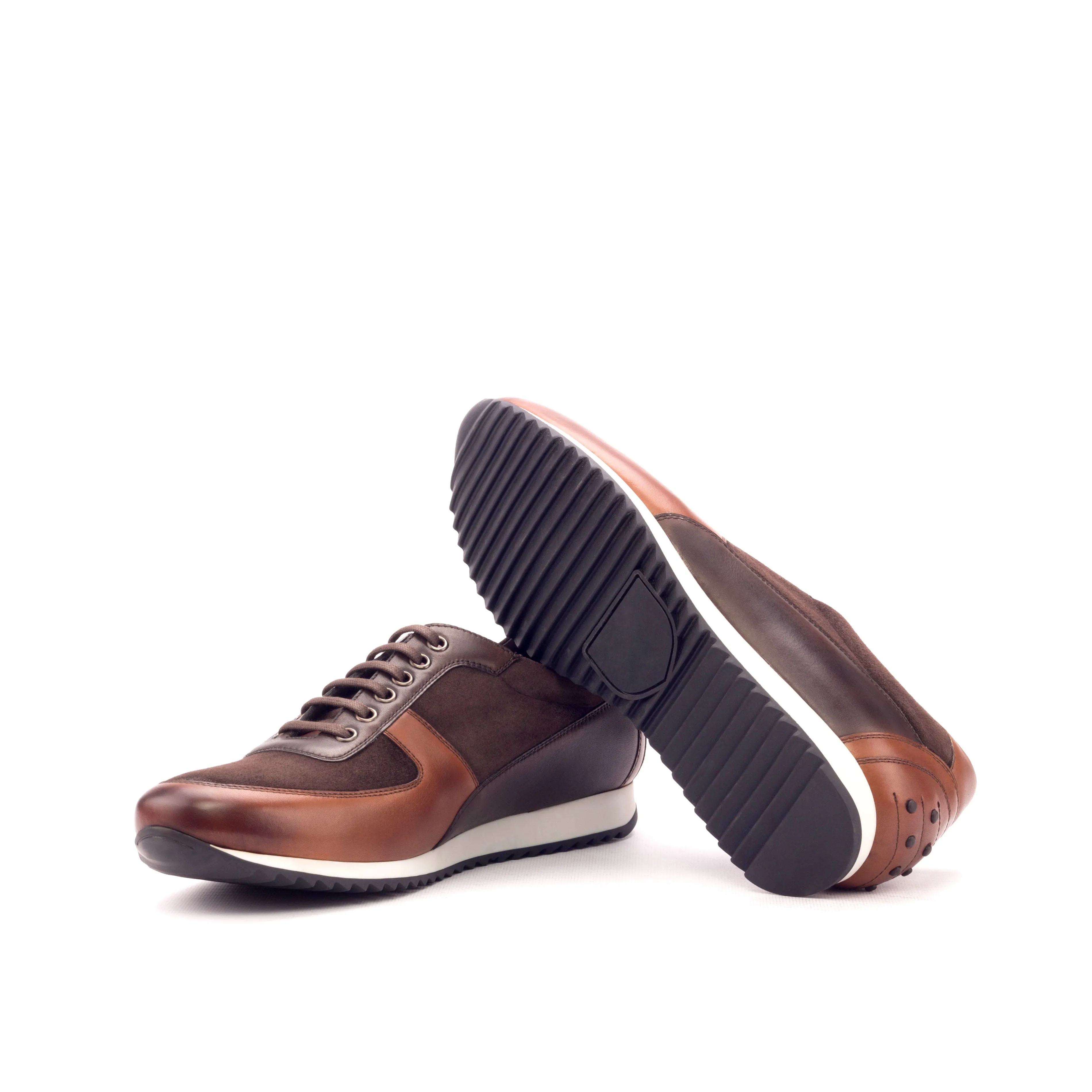 Brown Leather & Suede Trainer Sneakers