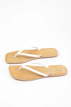 Bungalow Square Toe Thong Sandal, White | Beach by Matisse