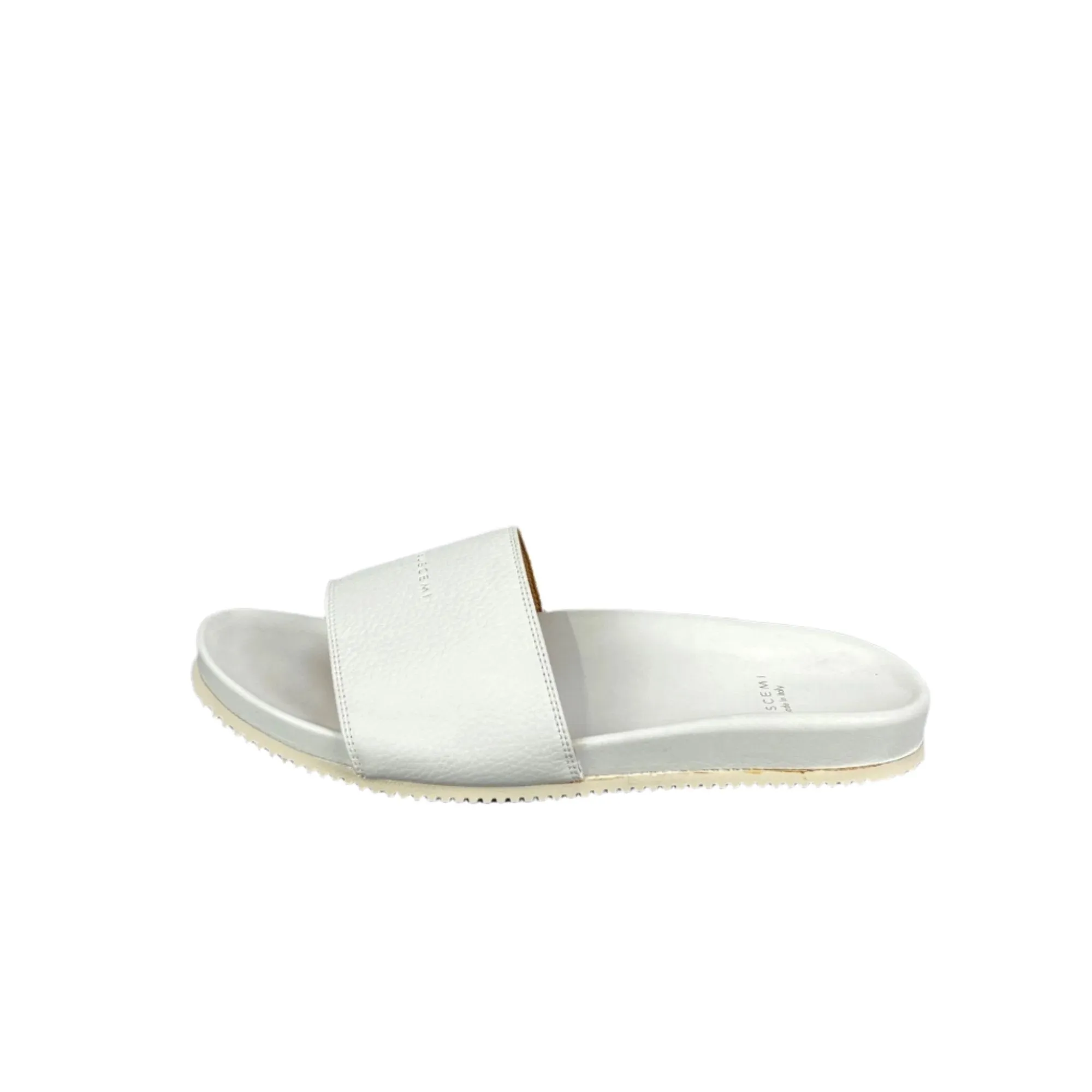 Buscemi Mens Slide Core Alce White Alce Leather Sandals