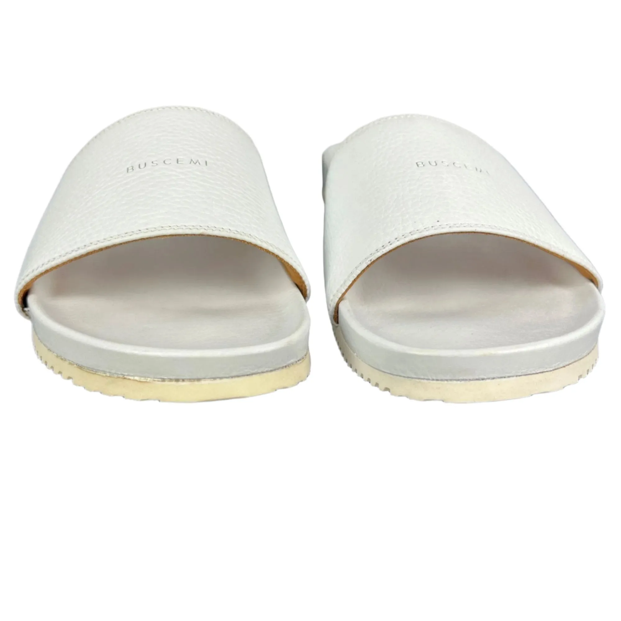 Buscemi Mens Slide Core Alce White Alce Leather Sandals