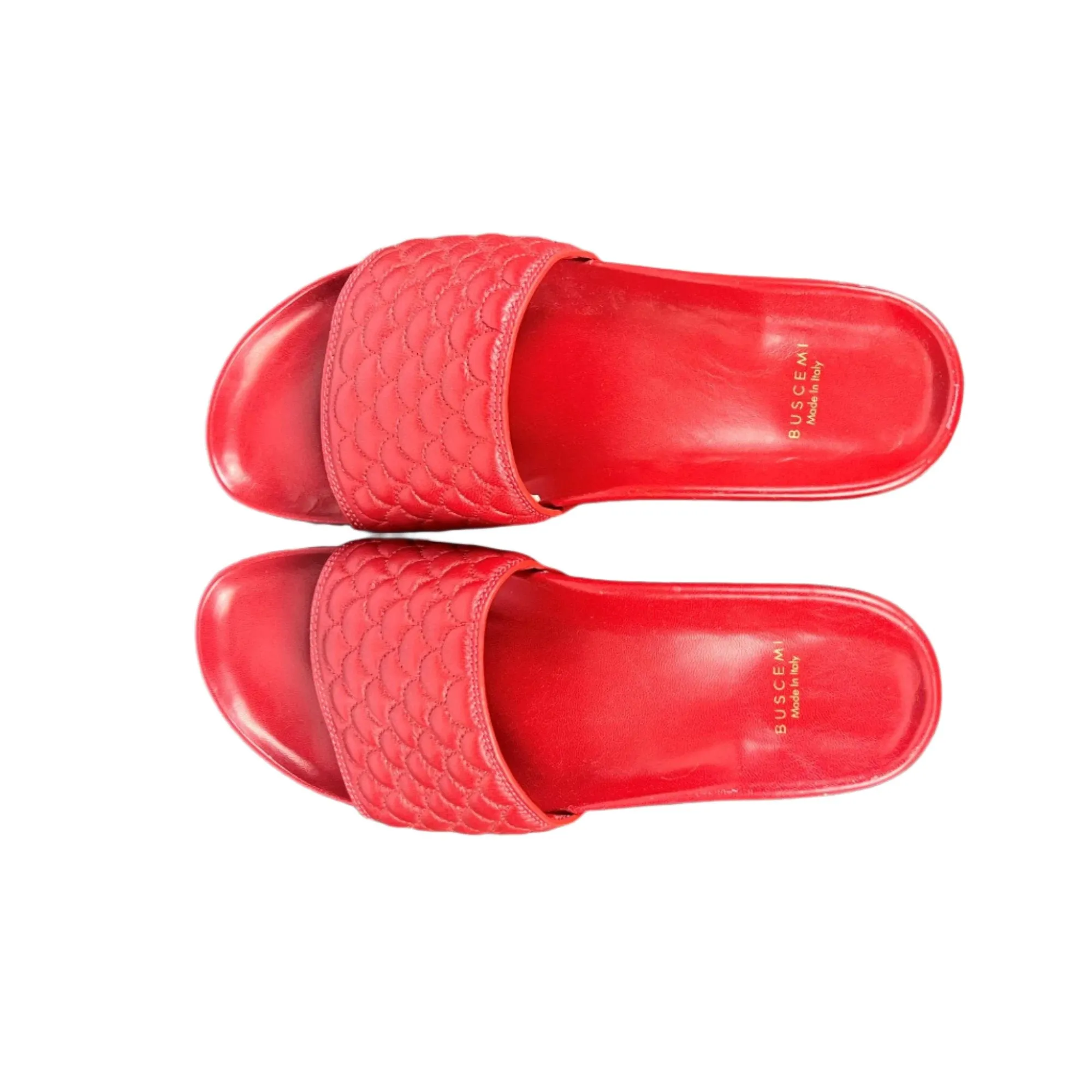 Buscemi Men's Slide Quilt Purple Red Leather Sandals