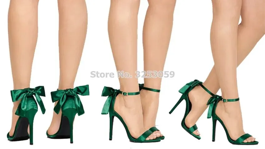 Butterfly Accent Silk High Heel Sandals with Bow Detail
