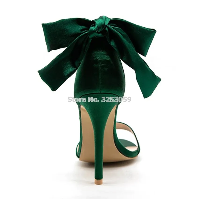 Butterfly Accent Silk High Heel Sandals with Bow Detail
