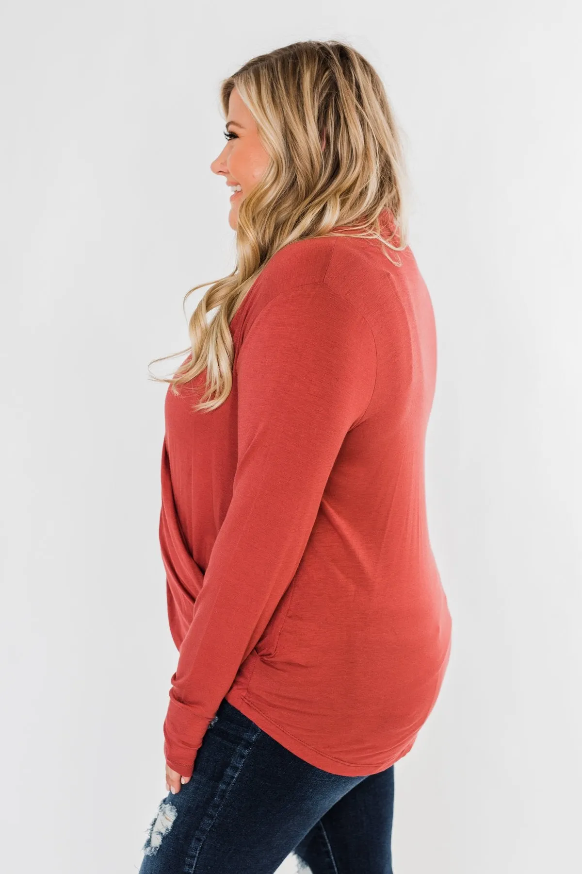 Can't Help This Feeling Front Wrap Top- Rusty Mauve