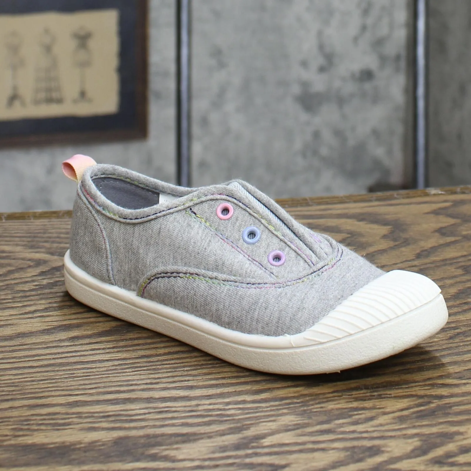 Cat & Jack Toddler Rory Rainbow Print Slip-On Apparel Sneakers Gray 12