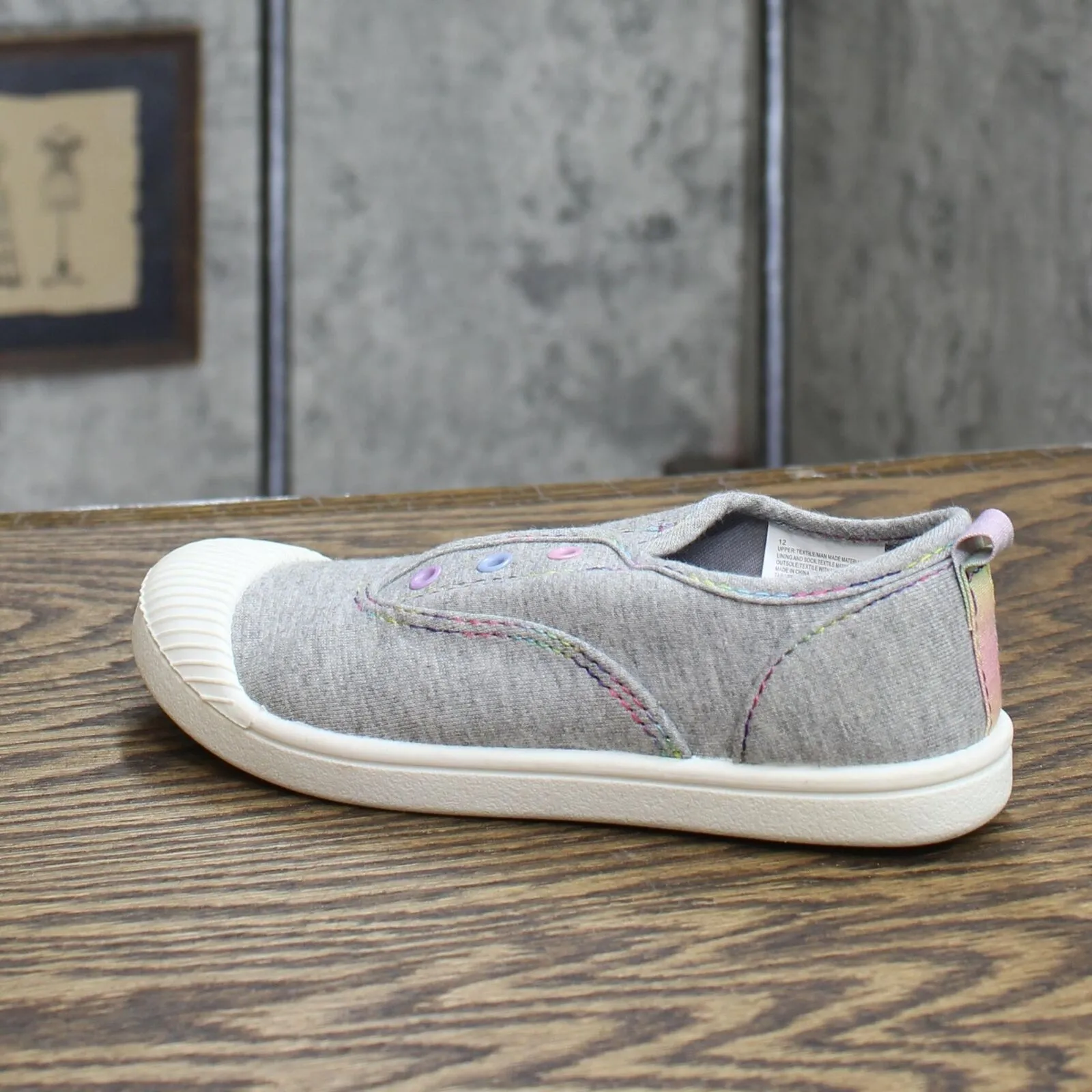 Cat & Jack Toddler Rory Rainbow Print Slip-On Apparel Sneakers Gray 12
