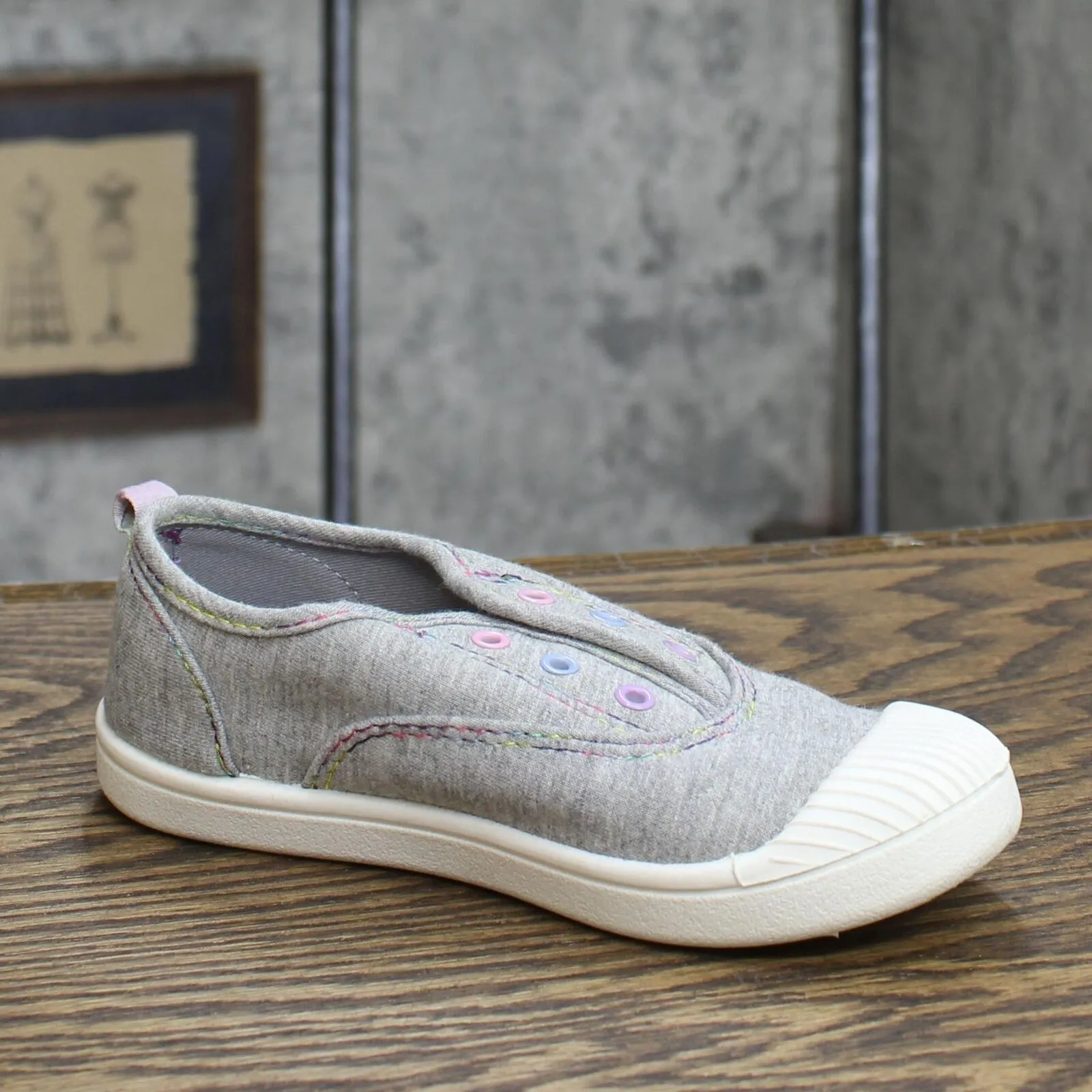 Cat & Jack Toddler Rory Rainbow Print Slip-On Apparel Sneakers Gray 12