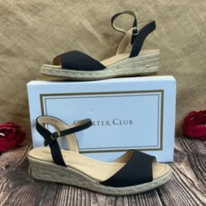 Charter Club Black Luchia Platform Wedge Sandals 11M