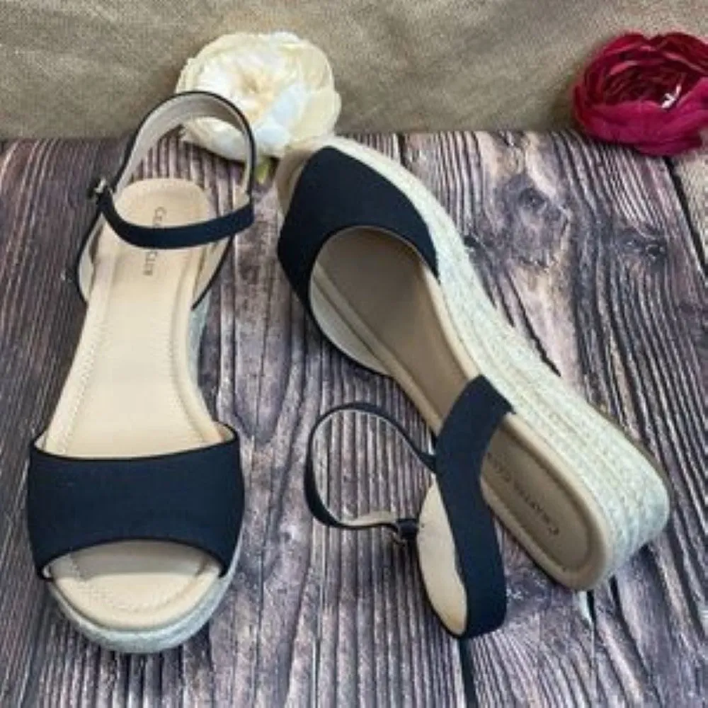 Charter Club Black Luchia Platform Wedge Sandals 11M