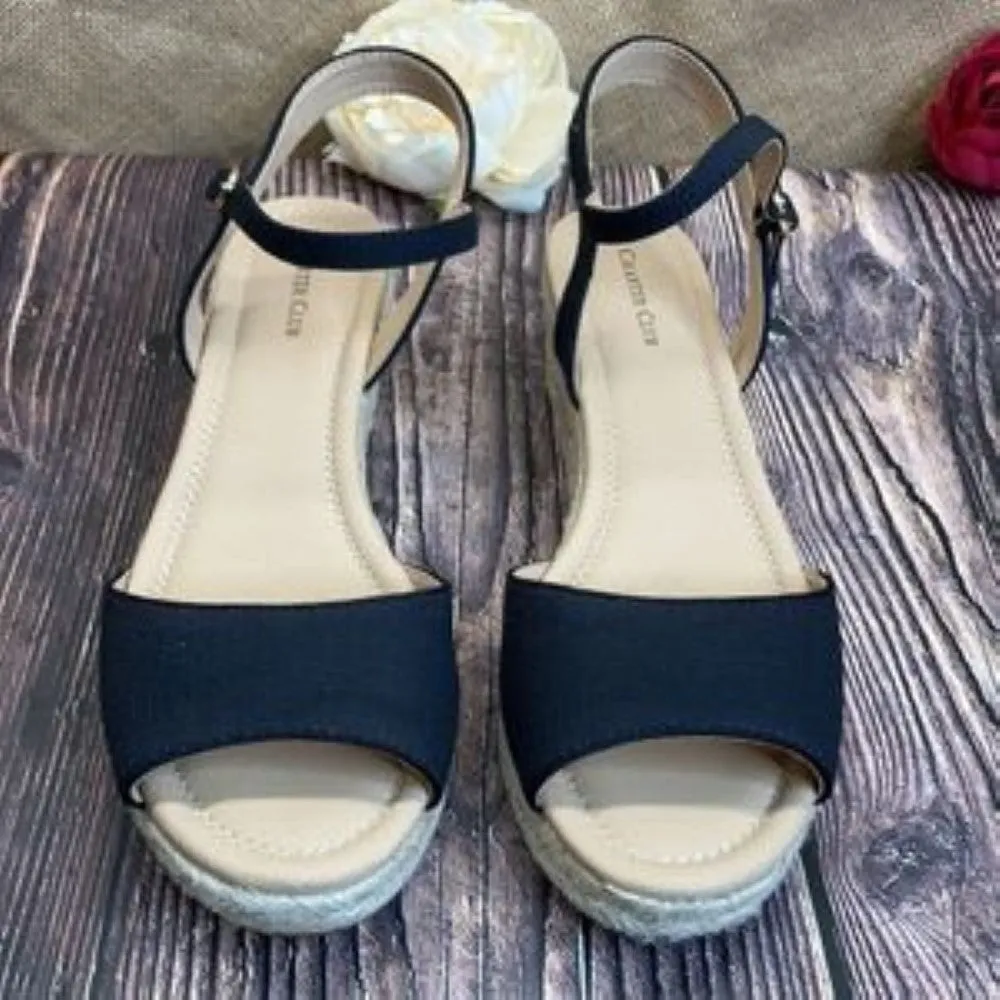 Charter Club Black Luchia Platform Wedge Sandals 11M