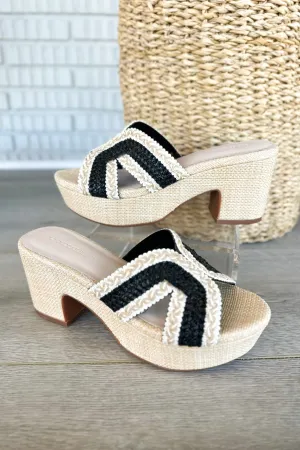 Chocolat Blu Gen Black Raffia Wedge