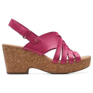 Clarks Giselle Glow Fuchsia Leather Wedge Sandals (Women's)