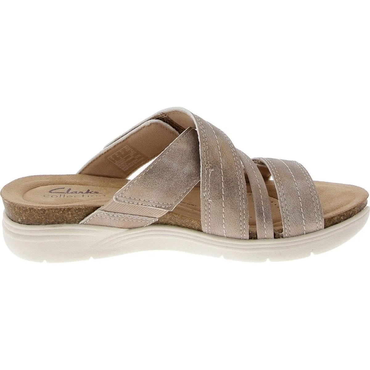 Clarks Women's April Willow Slide Sandal, Bronze Metallic Textile, 5