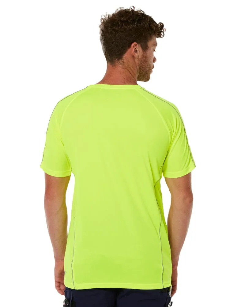 Cool Mesh Tee With Reflective Piping - Hi Vis Yellow