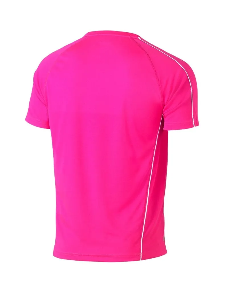 Cool Mesh Tee With Reflective Piping - Pink