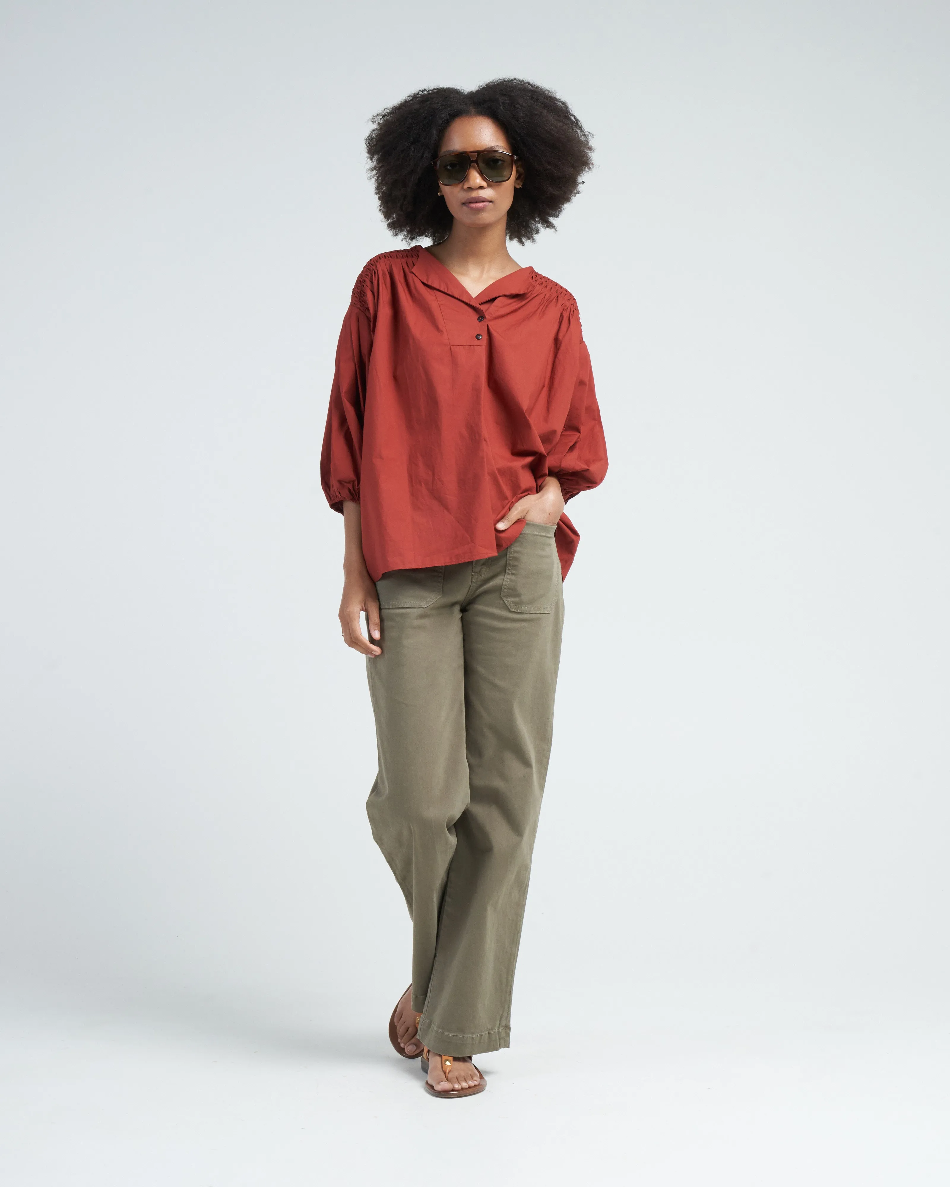 dalen woven top - terracotta