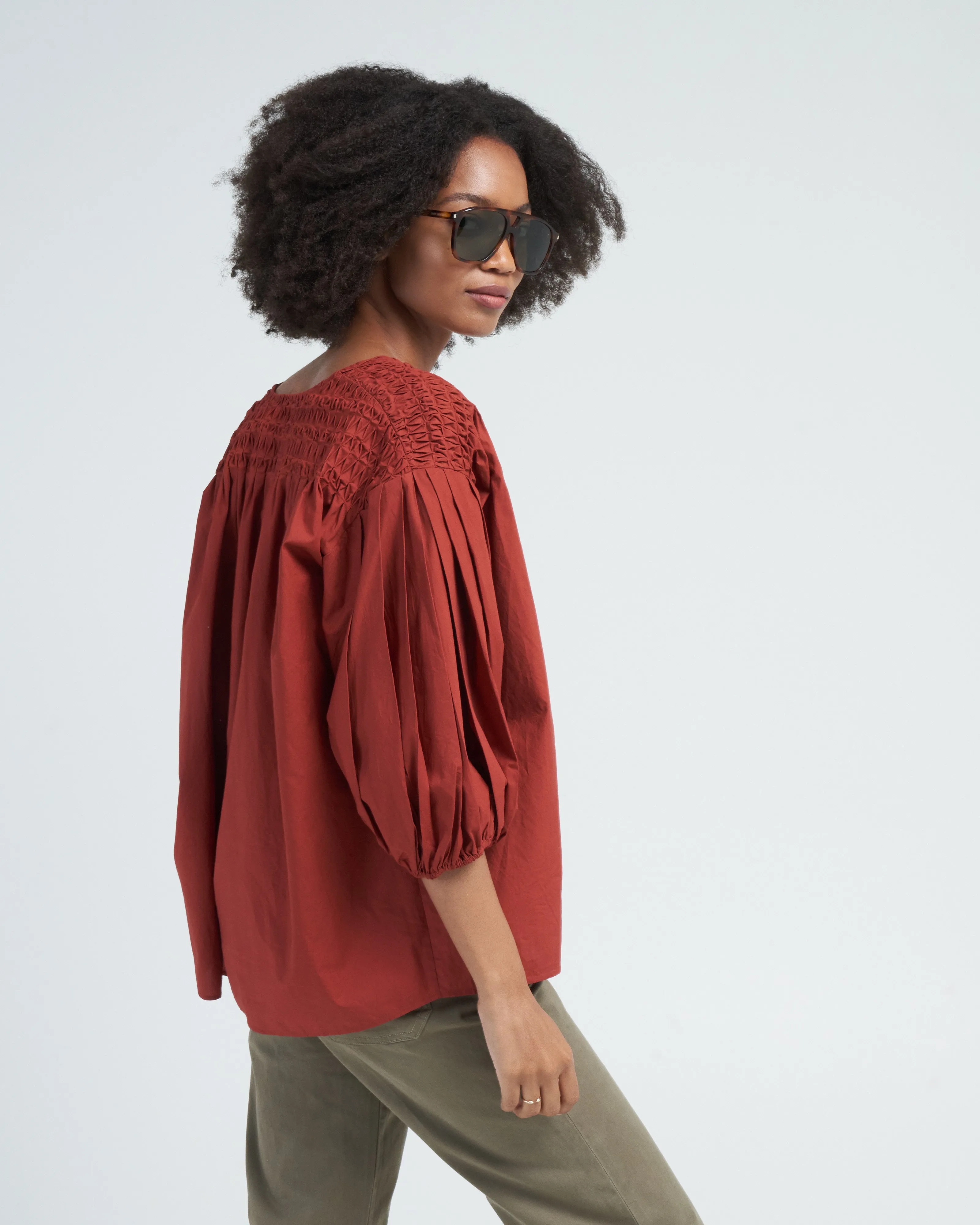 dalen woven top - terracotta
