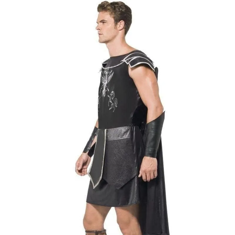 Dark Gladiator Costume Adult Black Tunic Cape Armcuffs