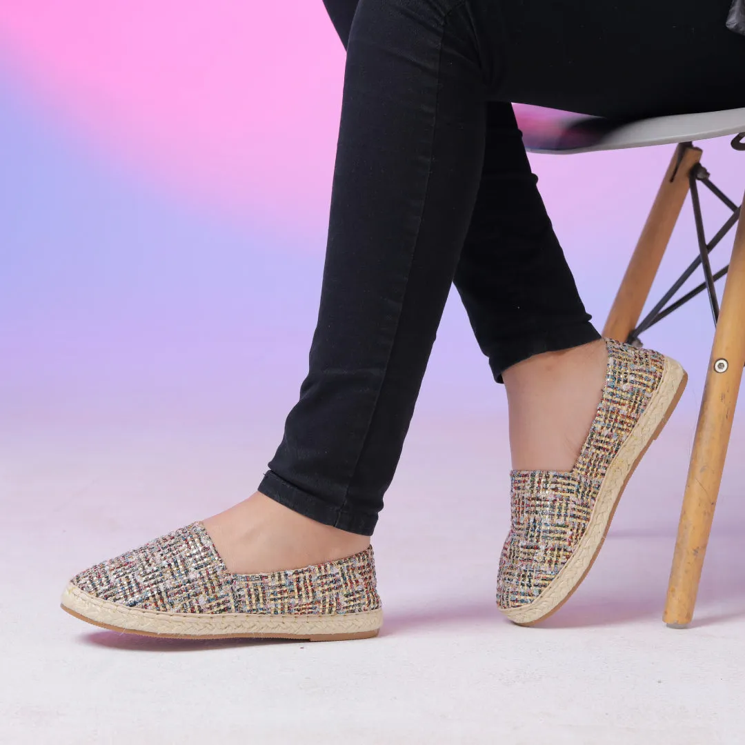 Dark Glittery Slip On Espadrilles