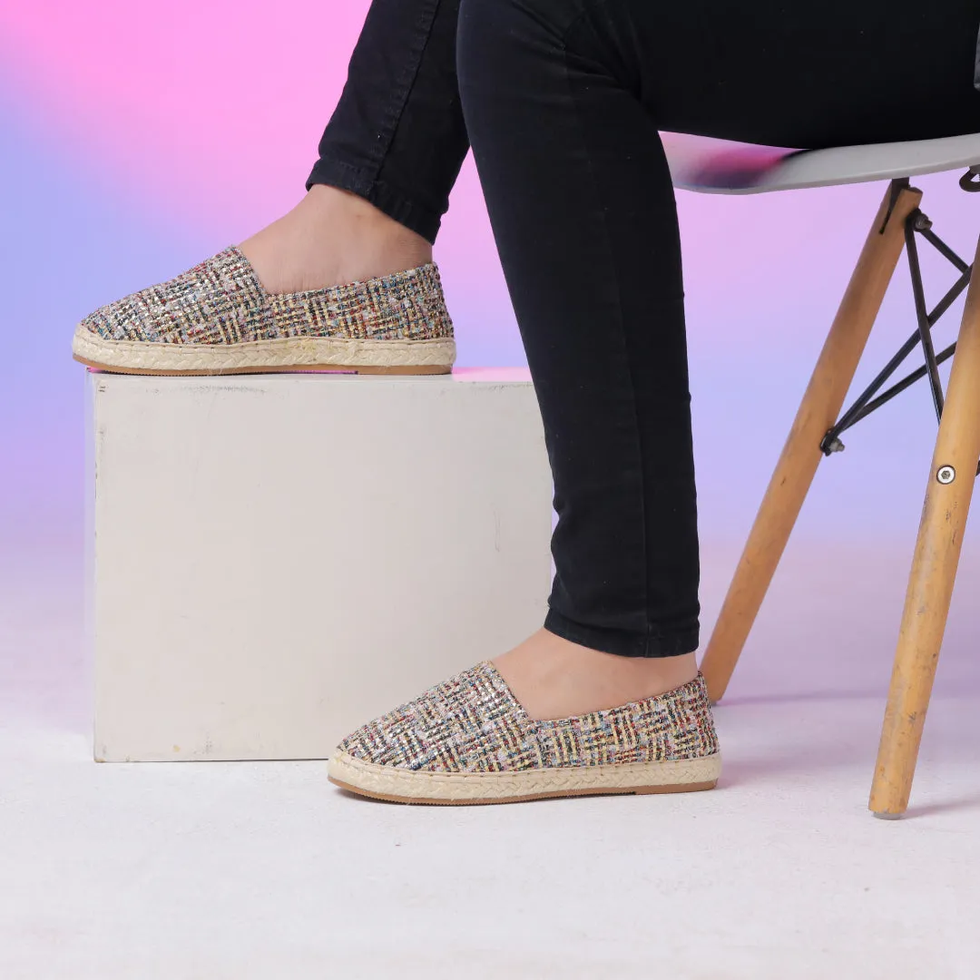 Dark Glittery Slip On Espadrilles