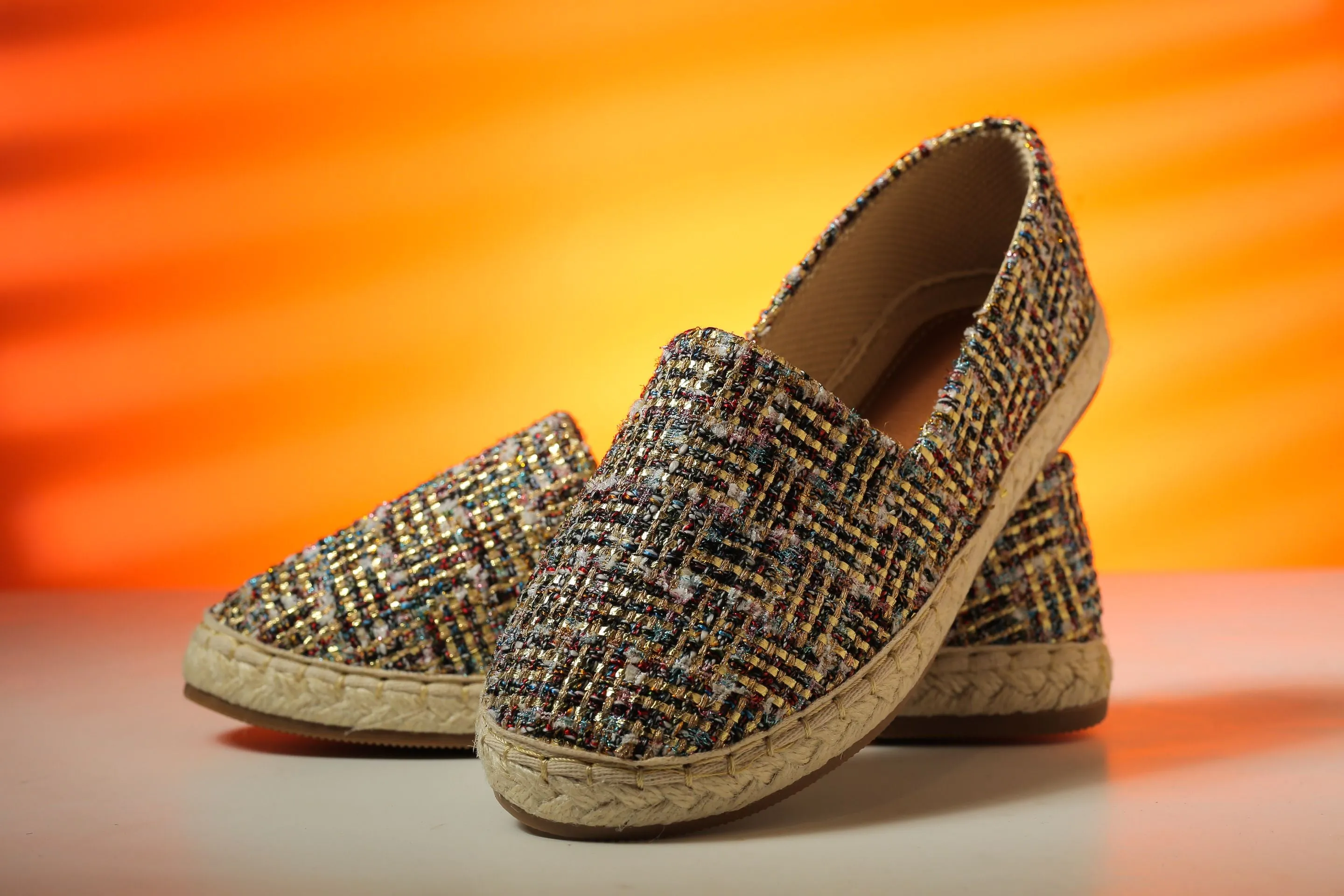 Dark Glittery Slip On Espadrilles