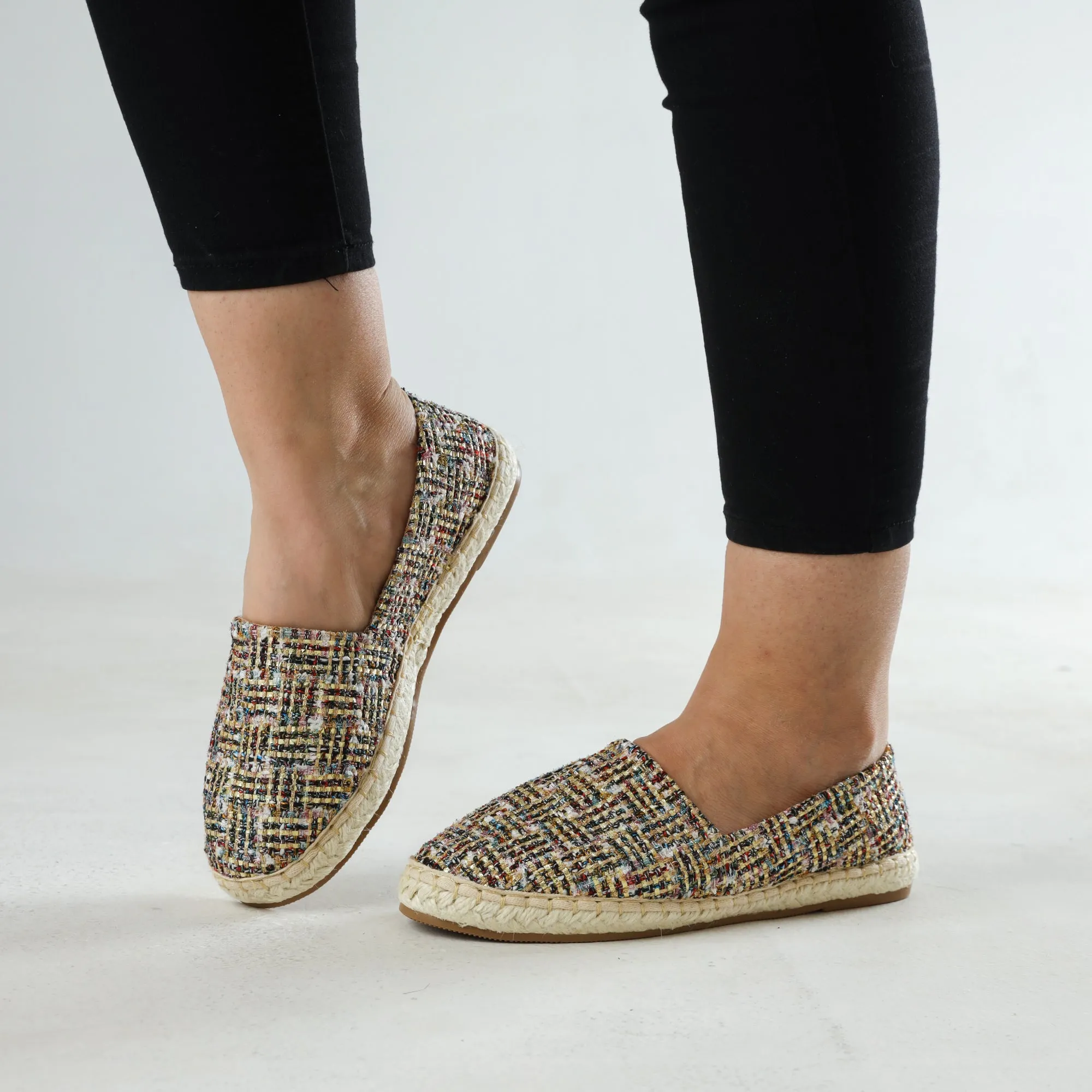 Dark Glittery Slip On Espadrilles