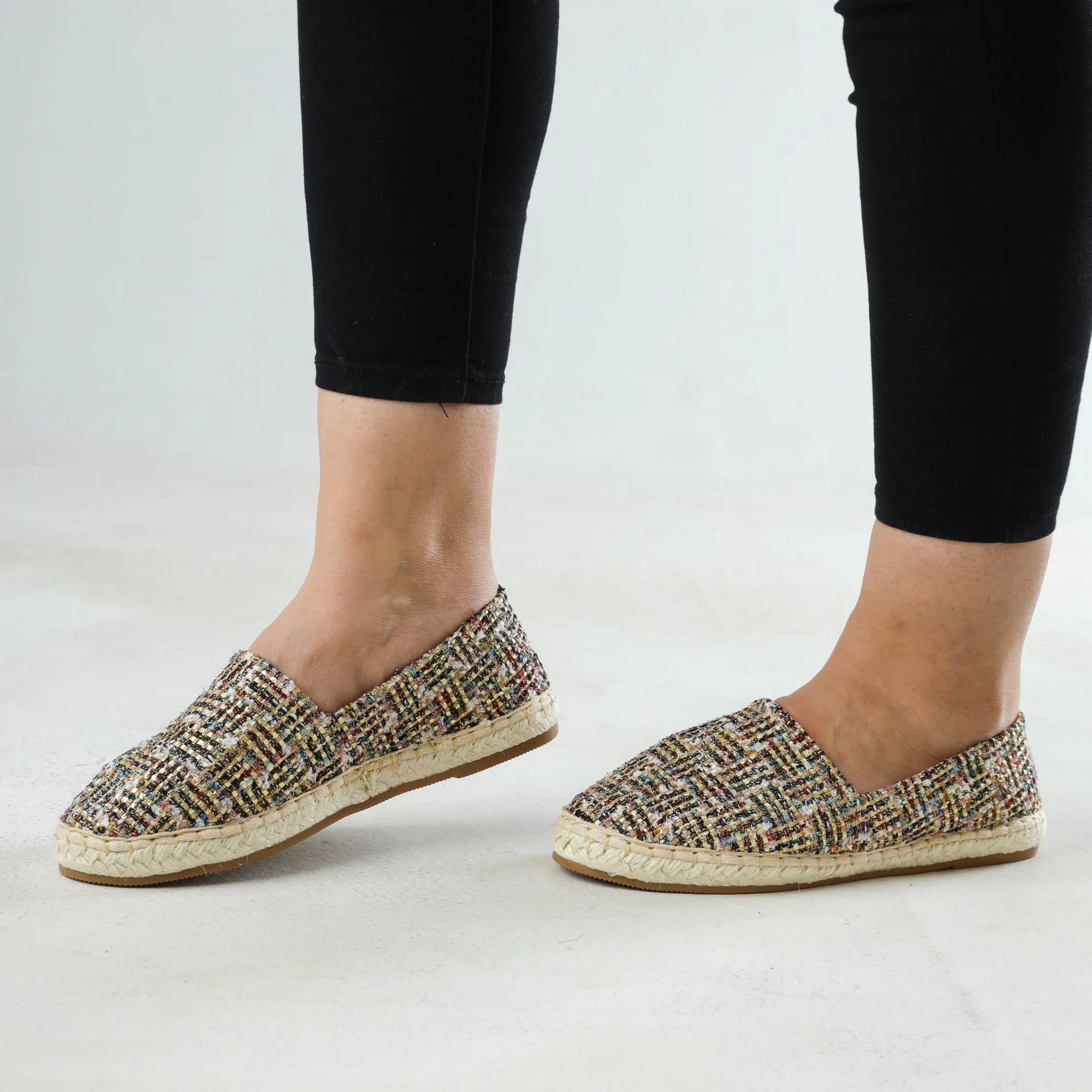 Dark Glittery Slip On Espadrilles