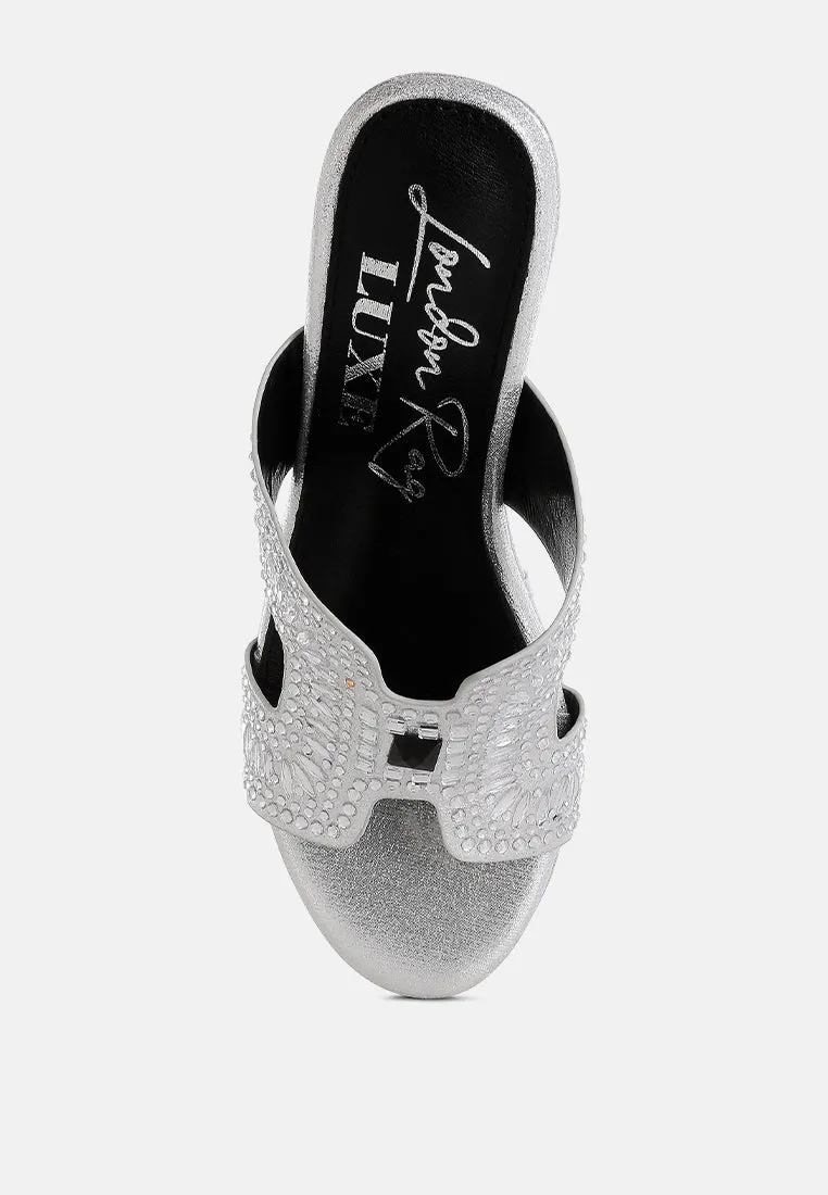 Diamante & Rhinestone Detail Cut-Out Sandals By RAG