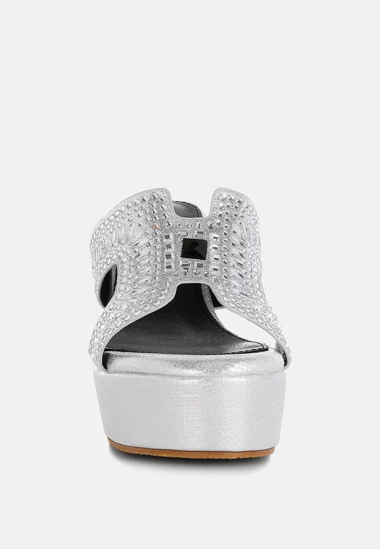 Diamante & Rhinestone Detail Cut-Out Sandals By RAG