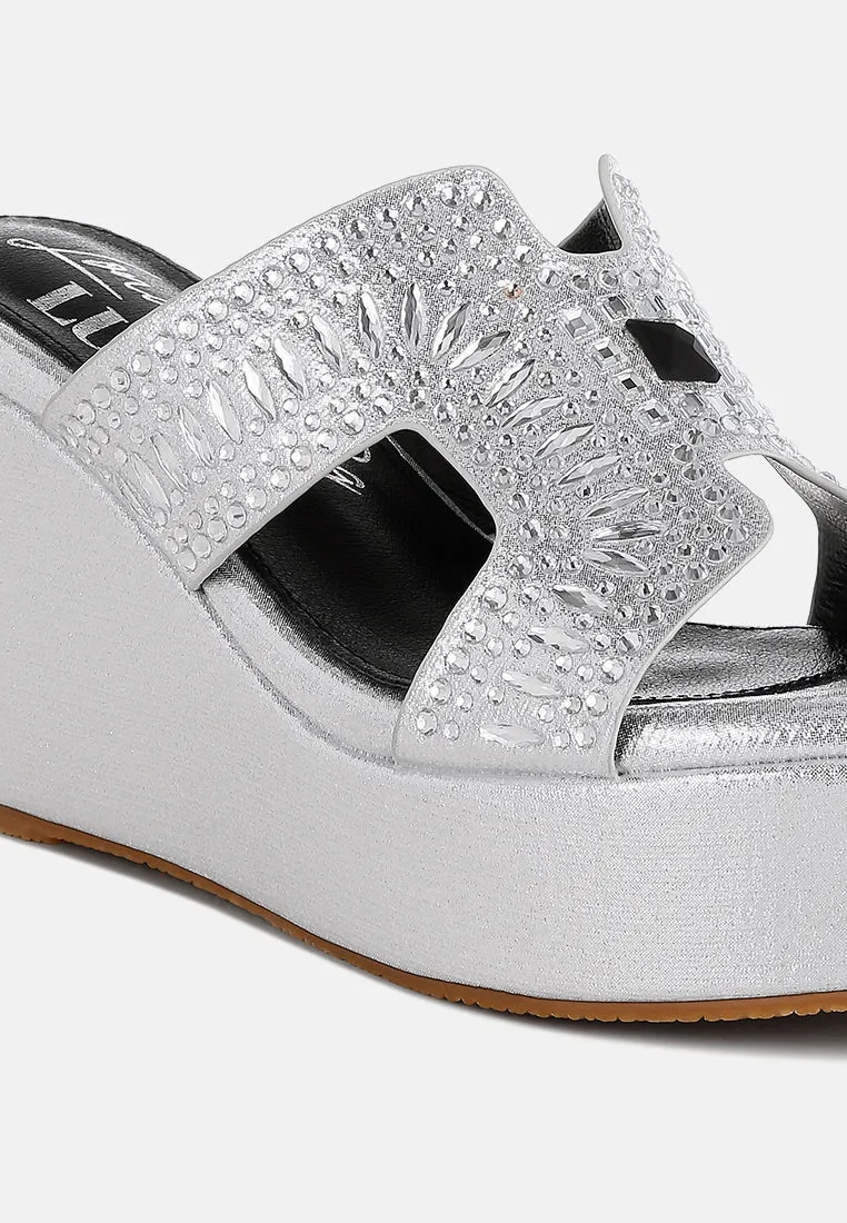 Diamante & Rhinestone Detail Cut-Out Sandals By RAG