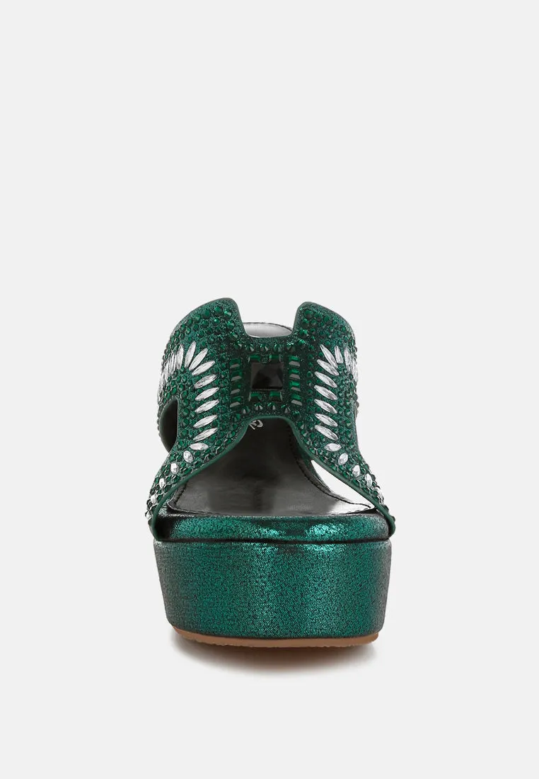 Diamante & Rhinestone Detail Cut-Out Sandals By RAG