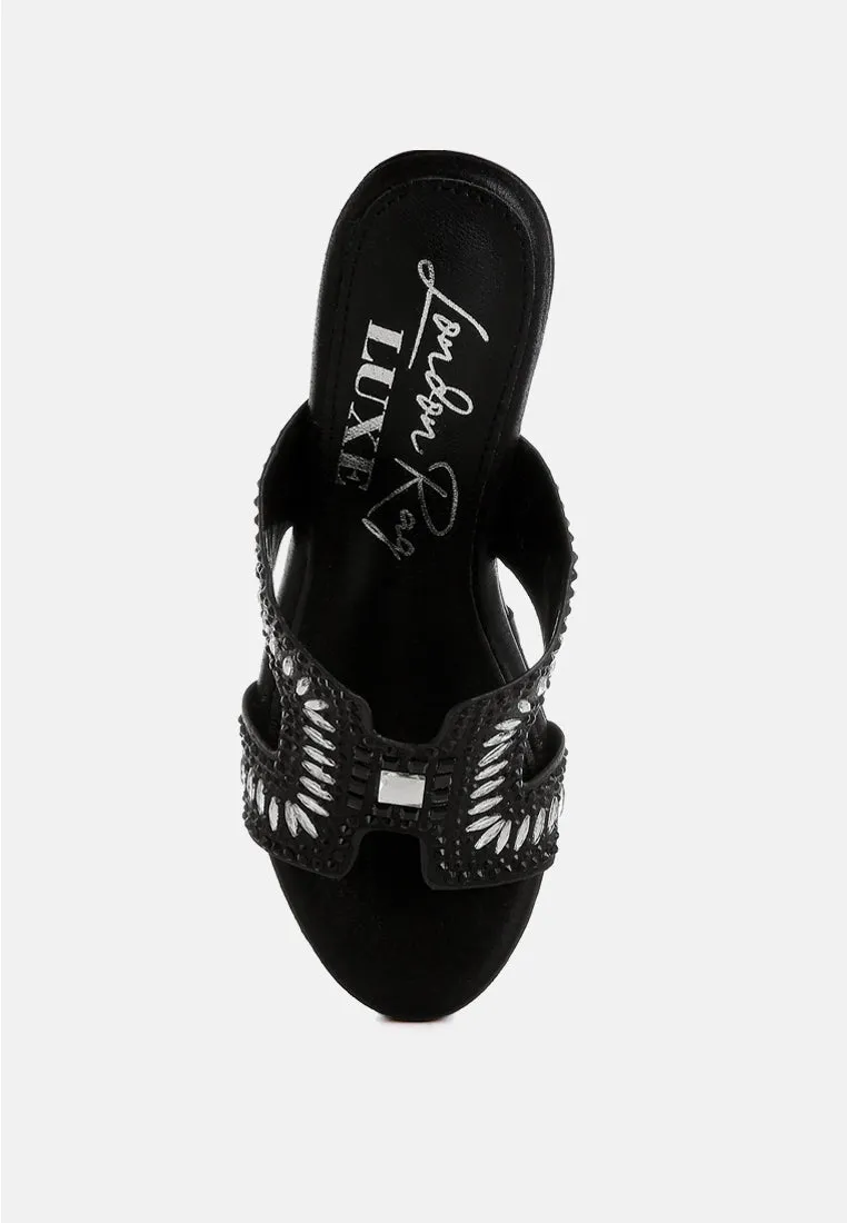 Diamante & Rhinestone Detail Cut-Out Sandals By RAG