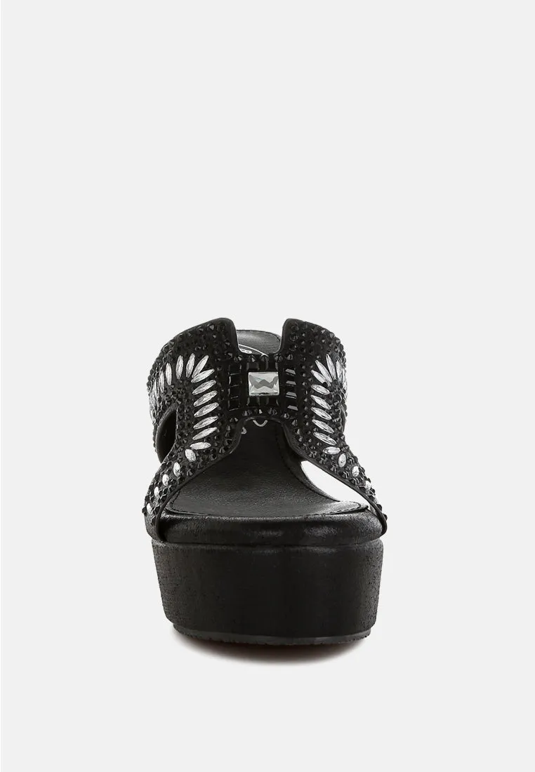 Diamante & Rhinestone Detail Cut-Out Sandals By RAG