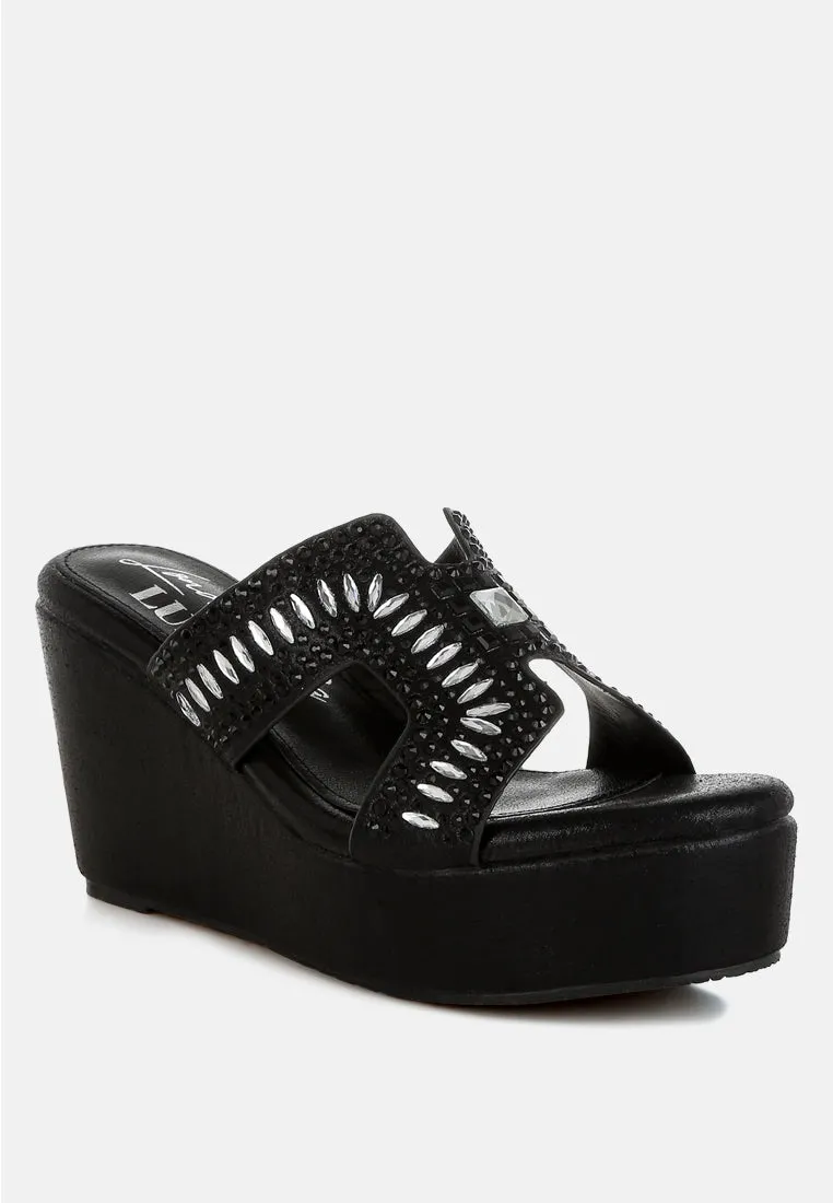 Diamante & Rhinestone Detail Cut-Out Sandals By RAG