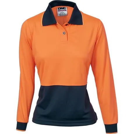 Dnc Ladies Hivis Two Tone Polo Shirt - Long Sleeve (3898)
