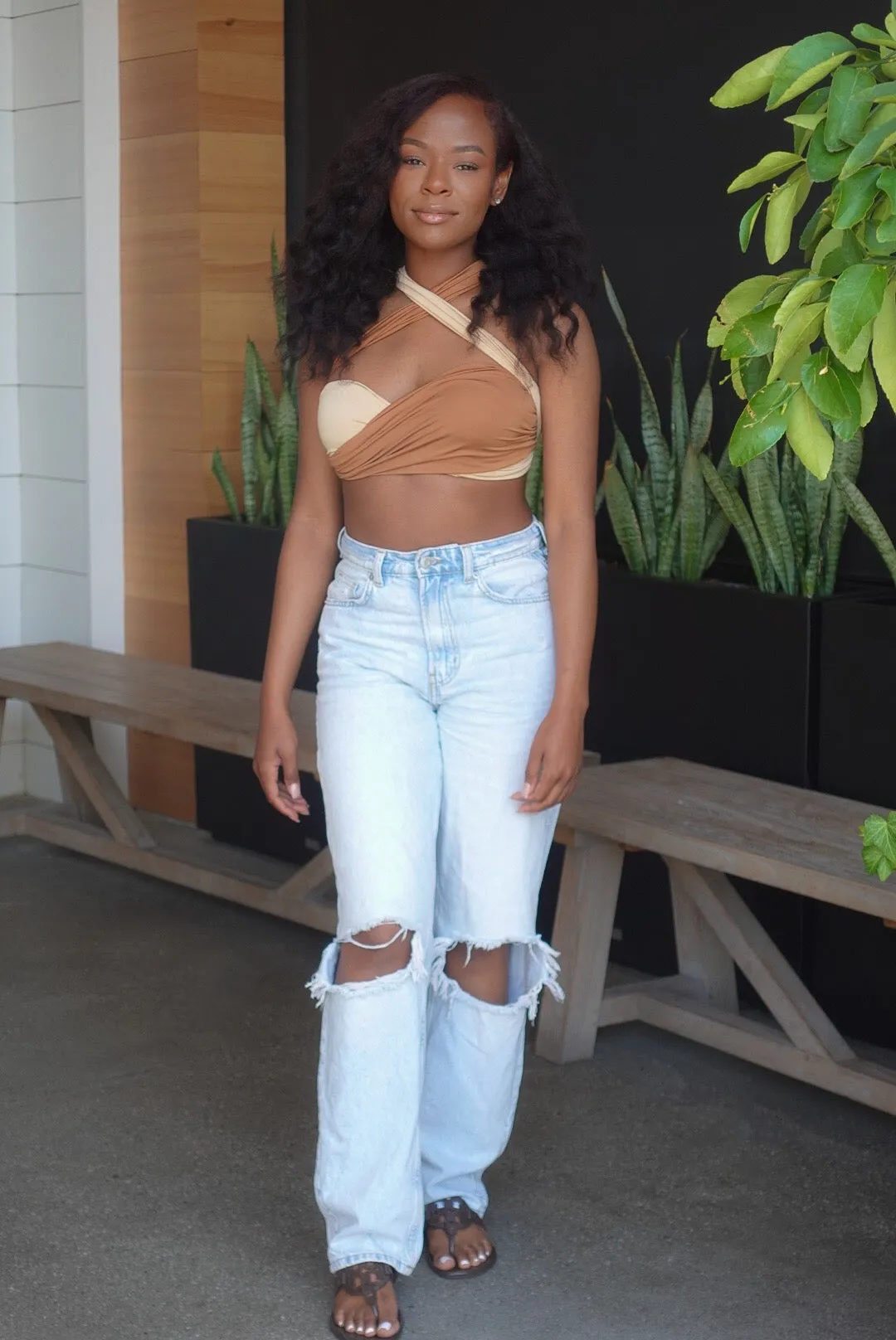 Do It Yourself Wrap Top(Tan/Nude)