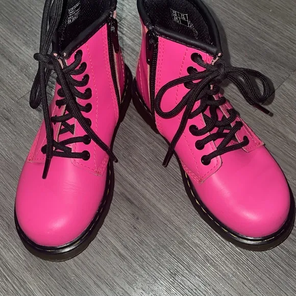 Dr. Martens Air Wair Hot Pink Lacie Up Side Zip Boots US Sz 11 EUC