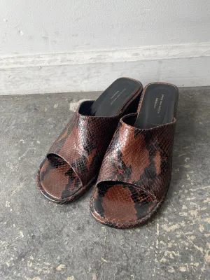 Dries van Noten Brown Snakeskin Heeled Sandals