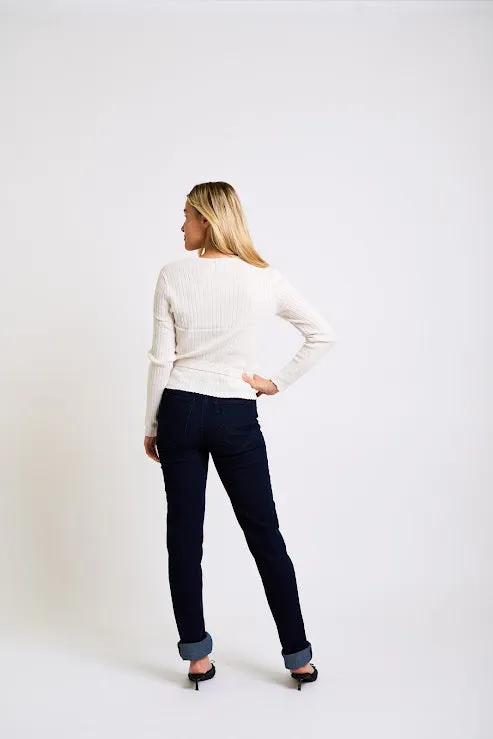 Elegant Ribbed Wrap Top in Ivory